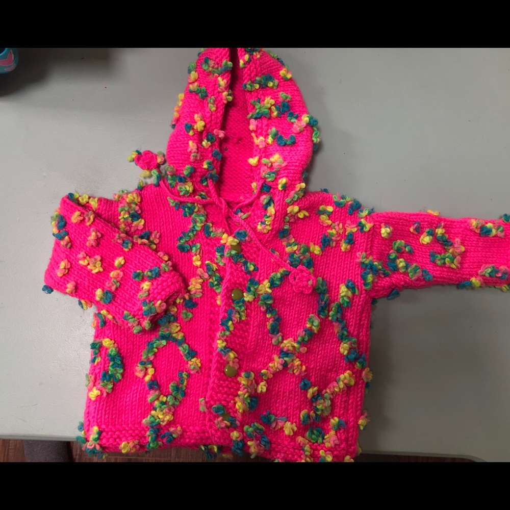 Hand knitted girls hoodie